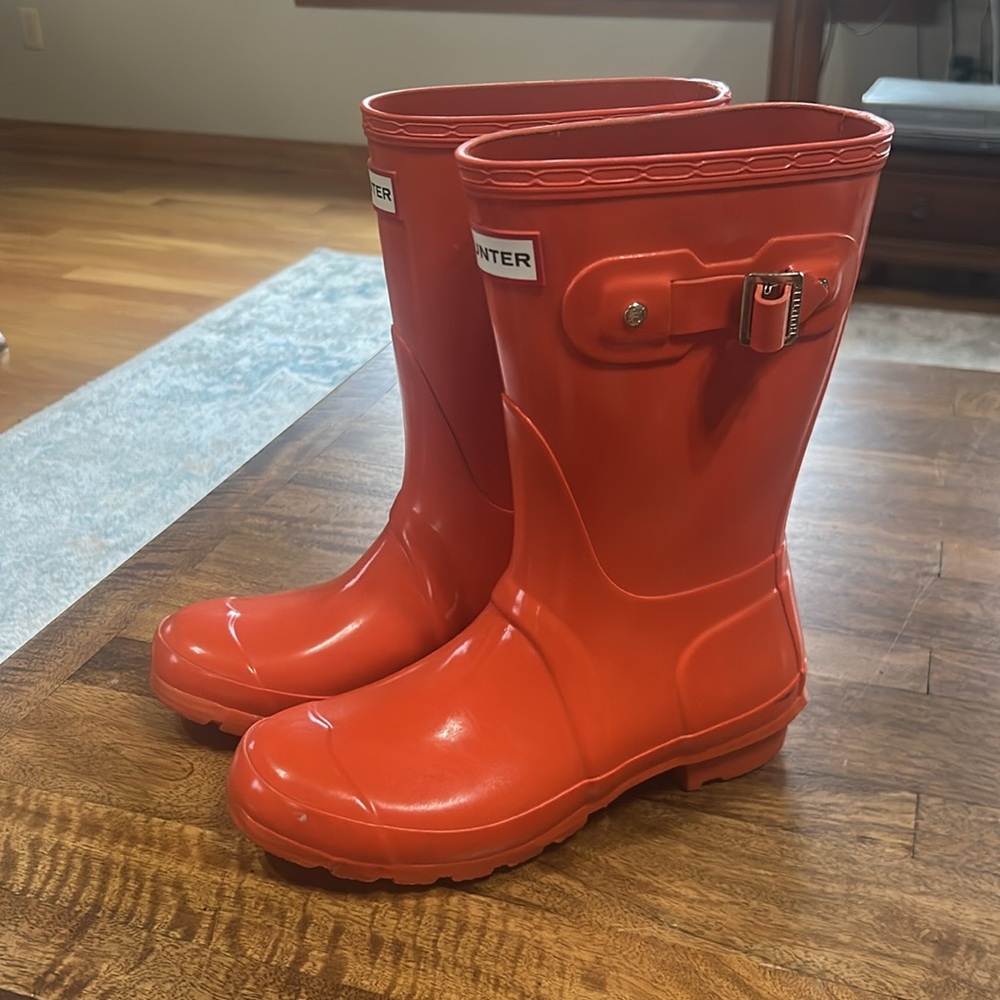Hunter Original short gloss Orange Rain Boots size 6 - Picture 2 of 9